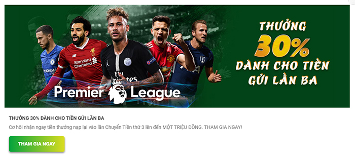 Tham gia cá cược bóng đá Premier League tại Fb88 – Nhận ngay ưu đãi 30% tiền thưởng